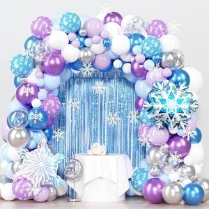 Frozen Theme Decoration Birthday Winter Snowflake Balloon Arch Party Kit Kids